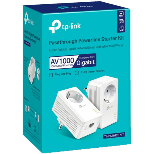 Tp-link tl-pa7017p kit av1000 gigabit powerline starterkit (wit)