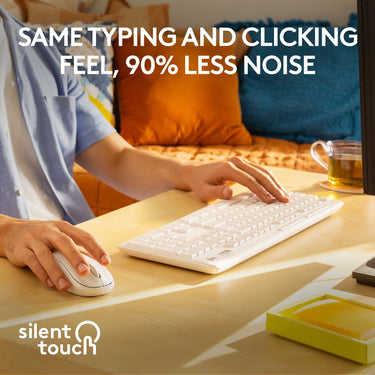 Logitech mk295 silent wireless keyboard and mouse combo desktopset (grijs, us-international lay-out (qwerty), 100%)