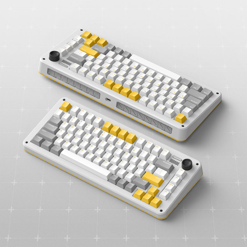 Load image into Gallery viewer, Ty iqunix zx75 gravi wave wireless mechanical keyboard (grijs, us lay-out (qwer), gateron red, 75%, rgb leds, hot-swappable, double-shot pbt, 2.4ghz | bluetooth 5.1 | usb-c)
