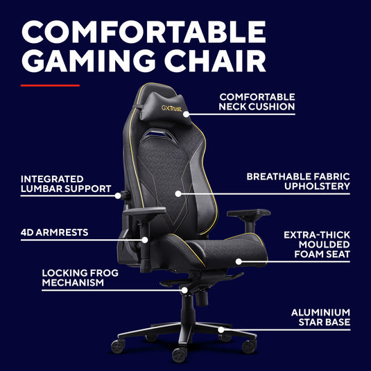Trust gxt 721 ruya pro premium comfortabele gamingstoel (zwart geel)