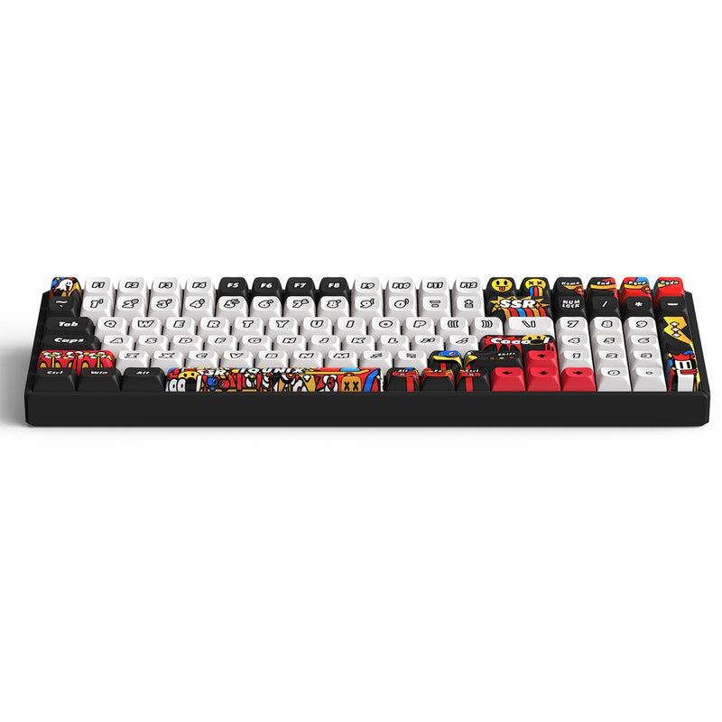 Load image into Gallery viewer, Iqunix f97 graffiti diary wireless mechanical keyboard (zwart, us lay-out (qwerty), cherry mx silent red, 96%, rgb leds, 96%, hot-swappable, pbt, 2.4ghz | bluetooth 5.1 | usb-c)
