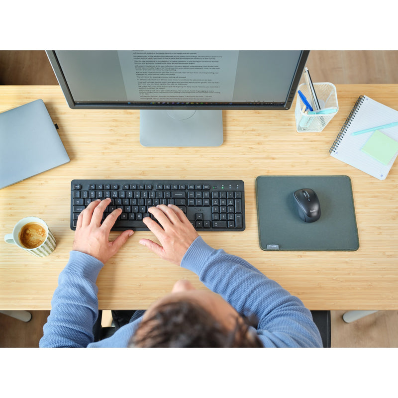 Load image into Gallery viewer, Trust ody ii stille draadloze toetsenbord- en muisset desktopset (zwart, us lay-out (qwerty), membraan, 100%, 800 dpi - 1.600 dpi)

