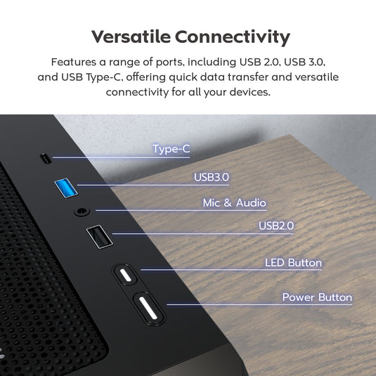 Montech x5 midi tower behuizing (zwart | 2x usb-a | 1x usb-c | tempered glass)
