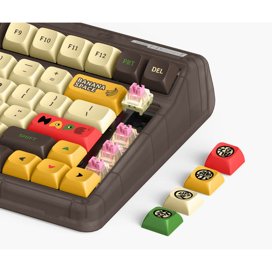 Iqunix og80 happy ape wireless mechanical keyboard, gaming toetsenbord (zwart, us lay-out, ttc holy panda, rgb leds, 80% (tkl), hot-swappable, pbt, 2.4ghz | bluetooth 5.1 | usb-c)