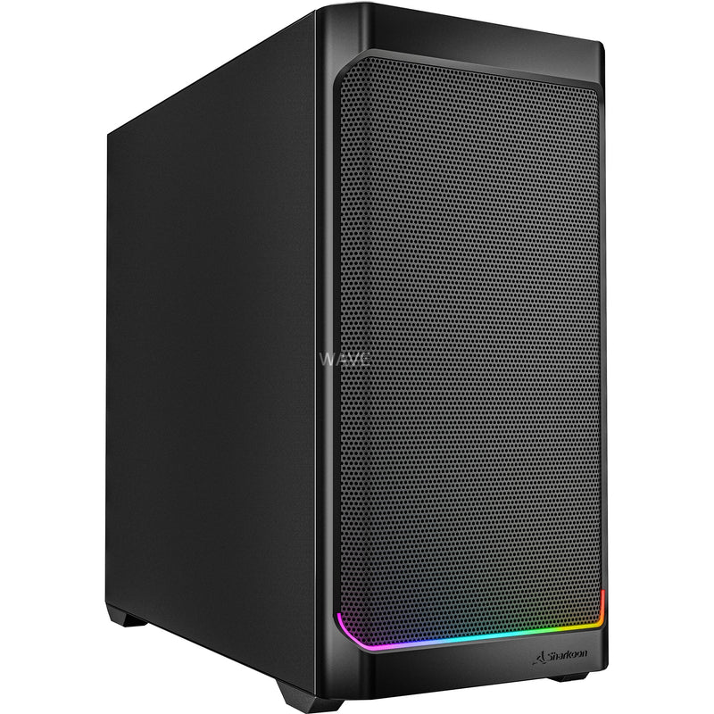 Load image into Gallery viewer, Sharkoon mk4 rgb strip mini tower behuizing (zwart | 2x usb-a | 1x usb-c | rgb)
