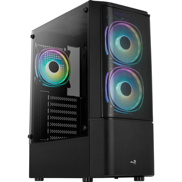 Aerocool quantum mesh v3 midi tower behuizing (zwart grijs | 3x usb-a | rgb | window)