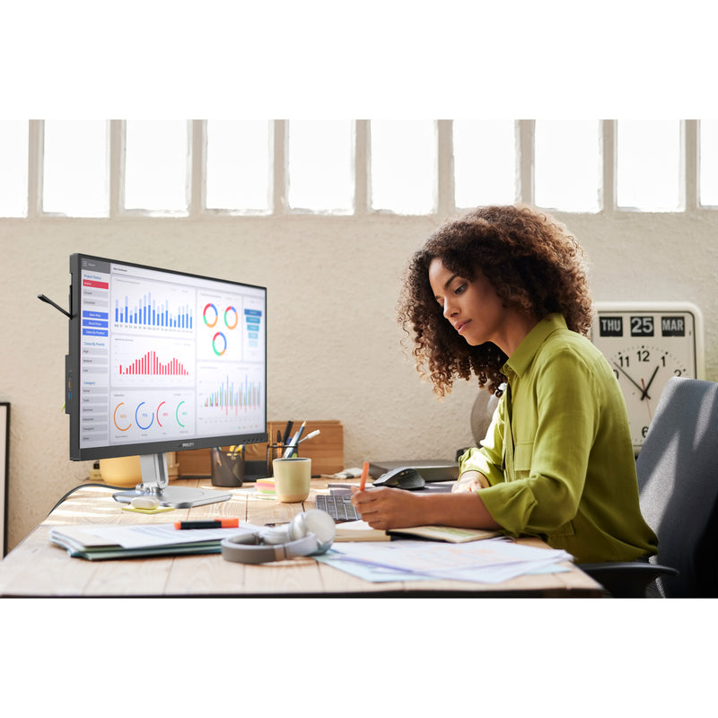 Load image into Gallery viewer, Philips 27b2g5601 27 monitor (zilver zwart, hdmi, displayport, usb, lan, audio)
