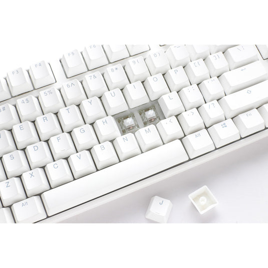 Ducky one 3 classic pure white tkl rgb mechanisch toetsenbord (wit, us lay-out (qwerty), cherry mx speed silver, 80% (tkl), rgb leds, double-shot pbt, hot-swappable, quack mechanics)