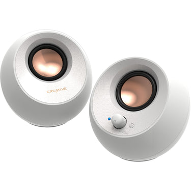 Creative pebble v3 pc-luidspreker (wit, bluetooth, usb-c, aux)