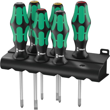 Wera 335 350 355 3 schraubendrehersatz schroevendraaier (zwart groen, 6-delig)