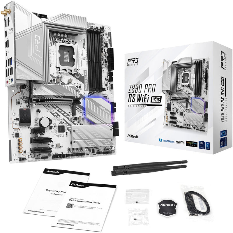 Load image into Gallery viewer, Asrock z890 pro rs wifi white socket 1851 moederbord (wit, raid, 2.5 gb-lan, wi-fi 6e, bt, sound, atx)
