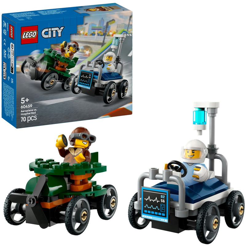Load image into Gallery viewer, Lego city - raceautopakket: vliegtuig vs. ziekenhuisbed constructiespeelgoed (60459 | zeepkistenraceset)
