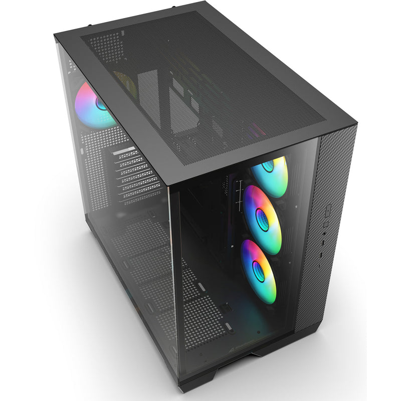 Load image into Gallery viewer, Sharkoon steel shark midi tower behuizing (zwart | 2x usb-a | 1x usb-c | rgb | tempered glass)
