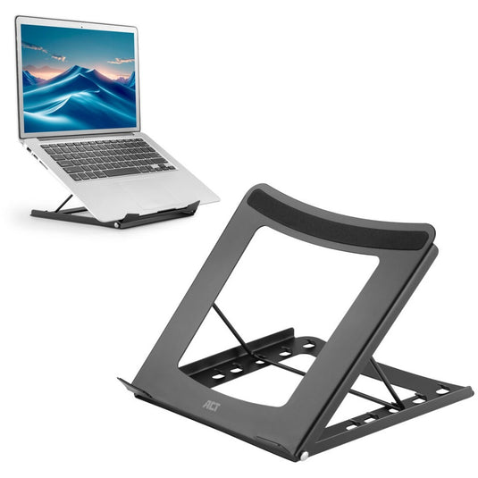 Act connectivity laptopstandaard, inklapbaar, hoogte verstelbaar in 5 standen (zwart)