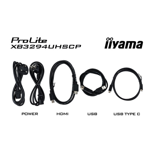 Iiyama prolite xb3294uhscp-b1 31.5 4k uhd monitor (zwart, 2x hdmi, displayport, 2x usb-a, 2x usb-c)