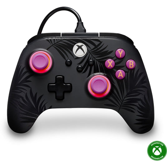 Powera advantage plus bedrade controller voor xbox series x|s - palmbomen in maanlicht (roze, xbox series x|s, xbox one, pc)