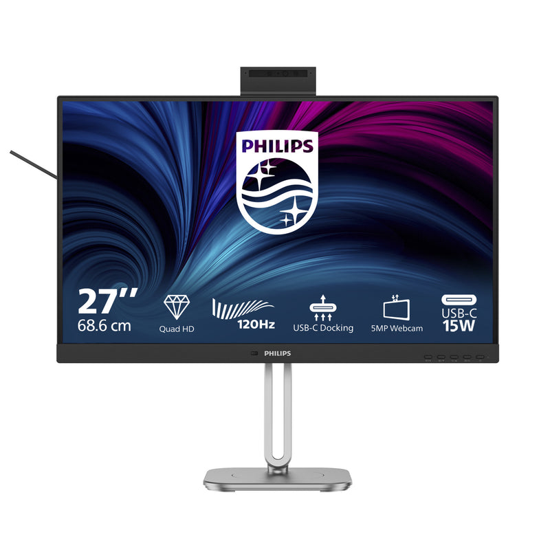 Load image into Gallery viewer, Philips 27b2u4601h 00 27 ledmonitor (zilver zwart, hdmi, displayport, usb-c, webcam, 120 hz)
