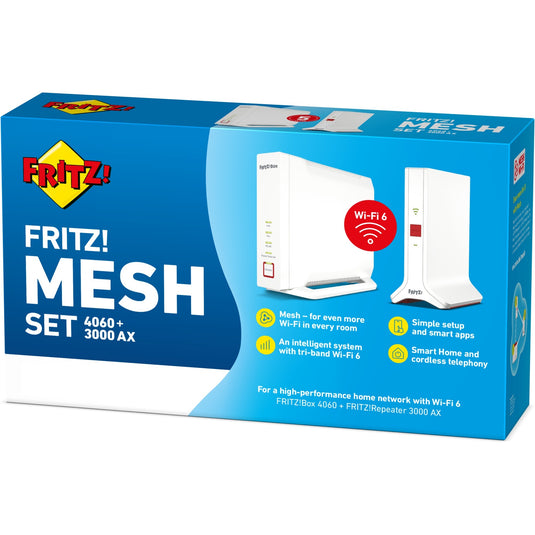 Fritz! mesh set 4060 + 3000 ax edition international mesh router (wit)