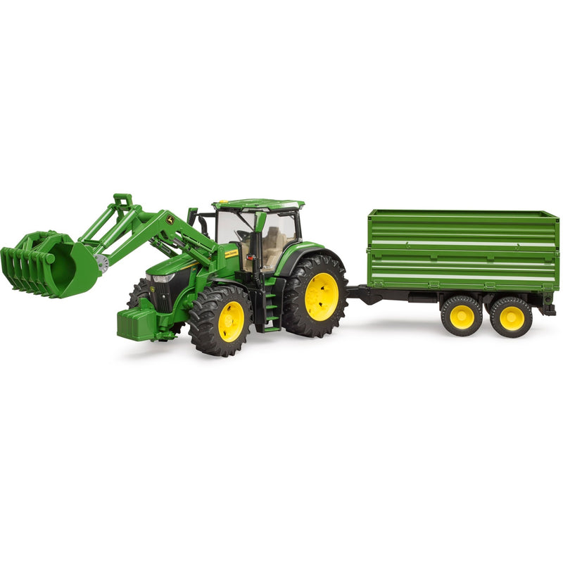 Load image into Gallery viewer, Bruder john deere 7r 350 met frontlader en transportaanhanger modelvoertuig (03155)
