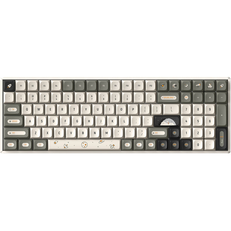 Load image into Gallery viewer, Iqunix f97 hitchhiker wireless mechanical keyboard (grijs, us lay-out (qwerty), cherry mx red, 96%, rgb leds, hot-swappable, pbt, 2.4ghz | bluetooth 5.1 | usb-c)

