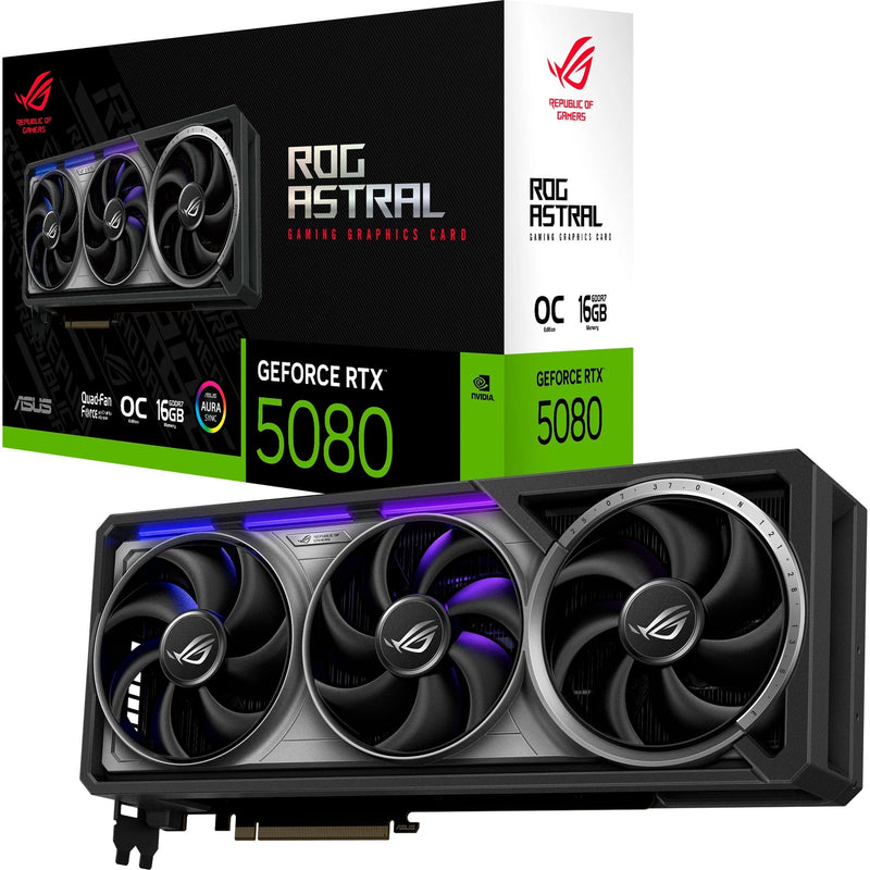 Load image into Gallery viewer, Asus rog astral geforce rtx 5080 oc grafische kaart (3x displayport, 2x hdmi 2.1, dlss 4)
