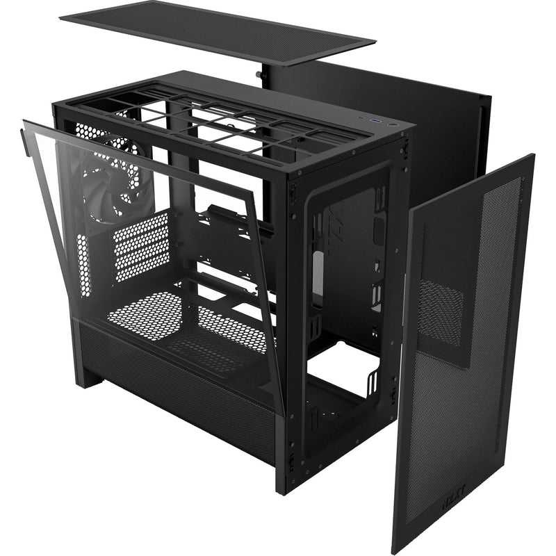 Load image into Gallery viewer, Nzxt h3 flow midi tower behuizing (zwart (mat) | 1x usb-a | 1x usb-c | tempered glass)
