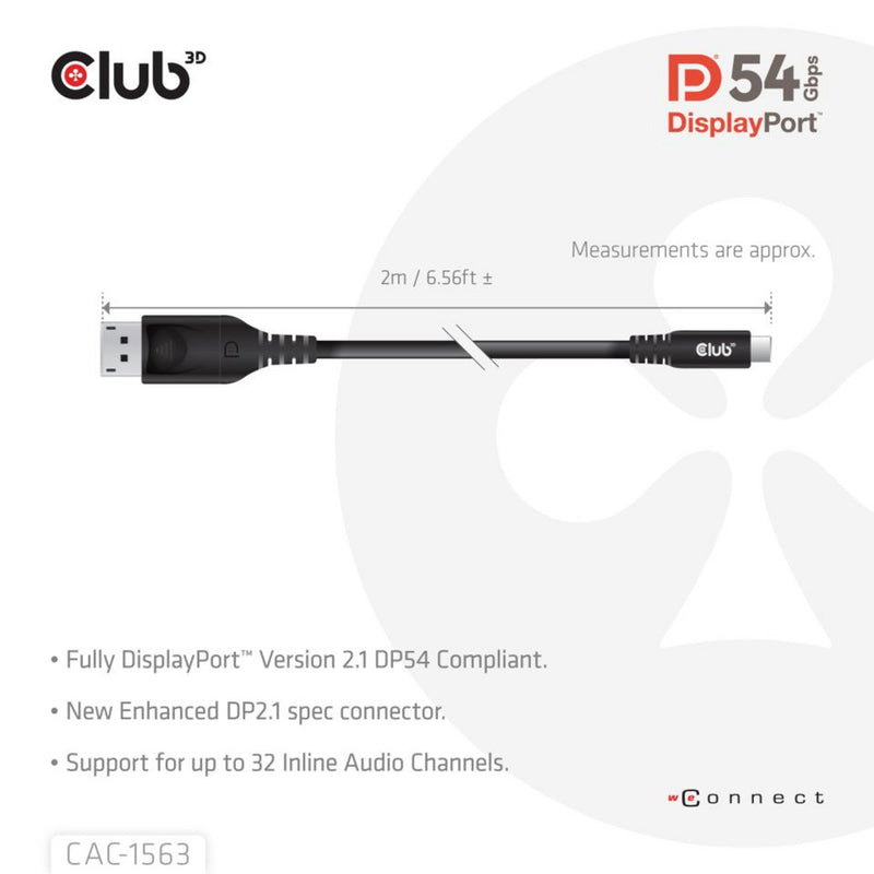 Afbeelding laden in galerijviewer, Club 3d usb-c naar displayport 2.1 dp54 bi-directioneel kabel, 8k120hz 2m (zwart)
