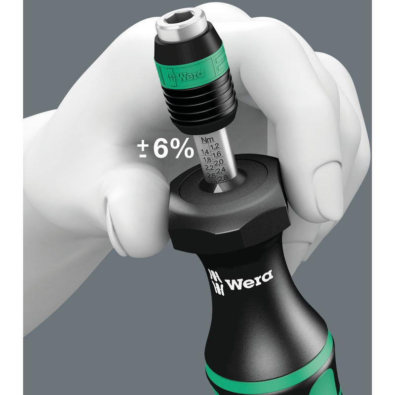 Load image into Gallery viewer, Wera serie 7400 kraftform instelbare momentschroevendraaier draaimomentsleutel (zwart groen, 1.2 tot 3.0 nm, met rapidaptor snelwisselhouder)
