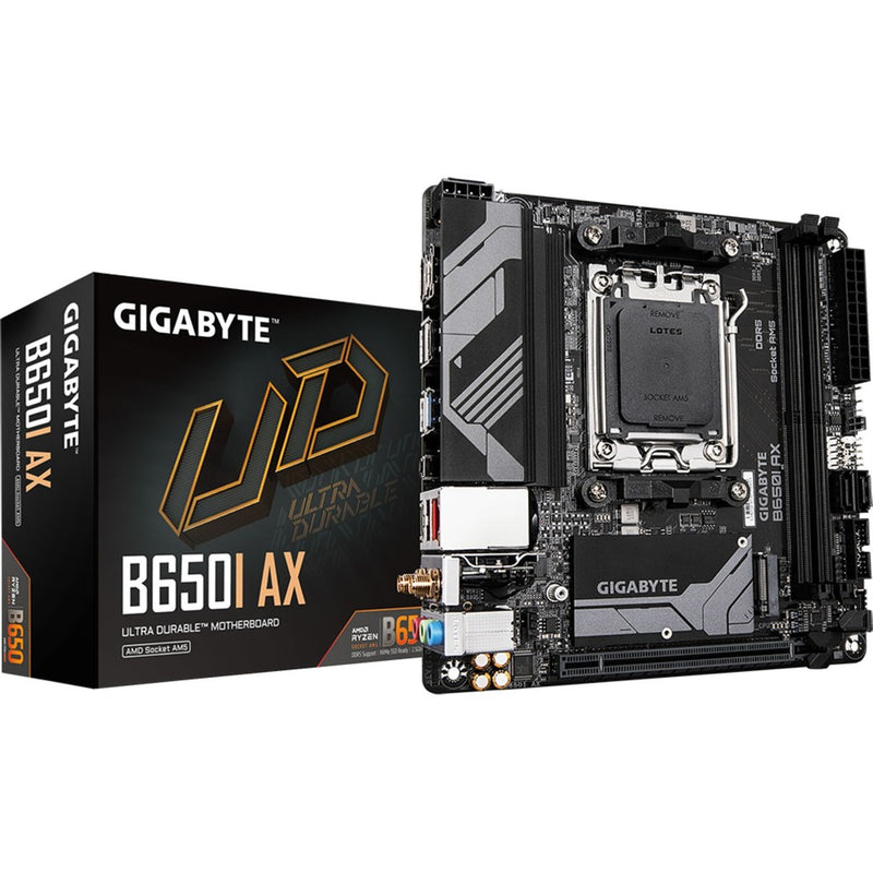 Load image into Gallery viewer, Gigabyte b650i ax socket am5 moederbord (zwart grijs, raid, 2.5 gb-lan, wlan, bt, sound, mini-itx)
