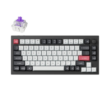 Keychron q1 he-m1 rgb mechanisch toetsenbord (zwart, us lay-out (qwerty), gateron double-rail magnetic nebula, 75%, hot-swappable, rgb leds, osa double-shot pbt keycaps, usb-c | 2.4 ghz | bluetooth, knob)