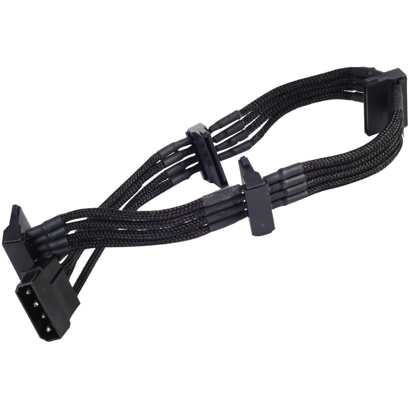 Load image into Gallery viewer, Silverstone adapter 4-pin molex > 4x 15-pin sata (zwart, pp07-btsb)
