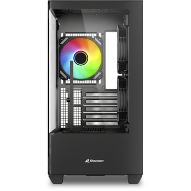 Sharkoon elite shark cm100 midi tower behuizing (zwart | 2x usb-a | 1x usb-c | rgb | tempered glass)