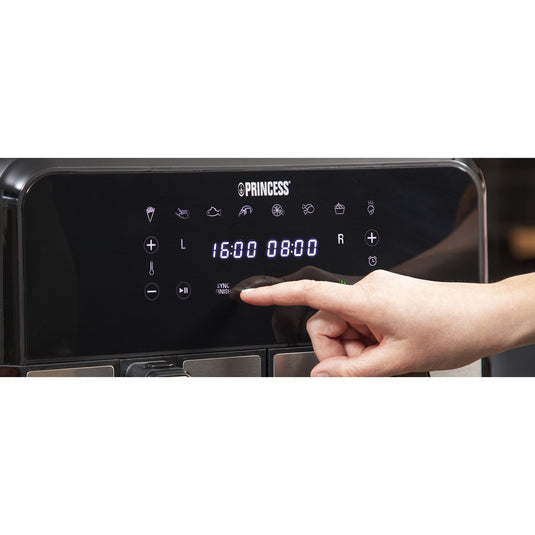 Princess double basket aerofryer heteluchtfriteuse (zwart, 2x 4 liter)