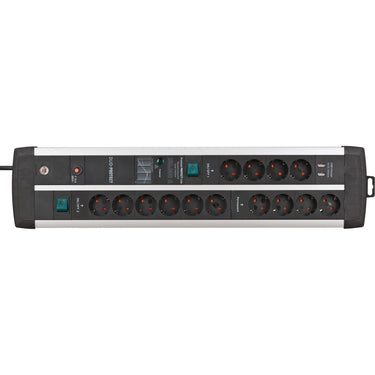 Brennenstuhl premium-protect-line 14-voudige stekkerdoos met overspanningsbeveiliging en usb-poorten (usb a-poorten 5v 3,10a, 15,5w, 2 schakelaars, 3m kabel, made in germany)