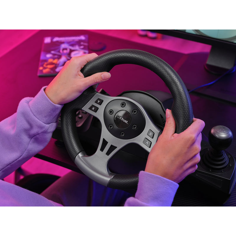 Load image into Gallery viewer, Trust gxt 289 movi racestuur stuur (zwart, pc, xbox series x s, switch, playstation 4)
