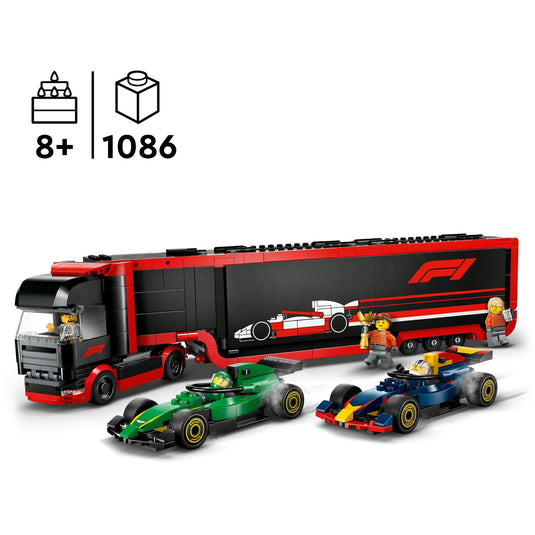 Lego city f1 truck met rb20 en amr24 f1® auto's speelset - 60445