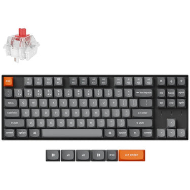 Keychron k8 max-h1 rgb mechanisch toetsenbord (zwart, us lay-out (qwerty), super red, 80% (tkl), rgb leds, osa double-shot pbt, hot swap, usb-c | 2.4 ghz | bluetooth 5.1)