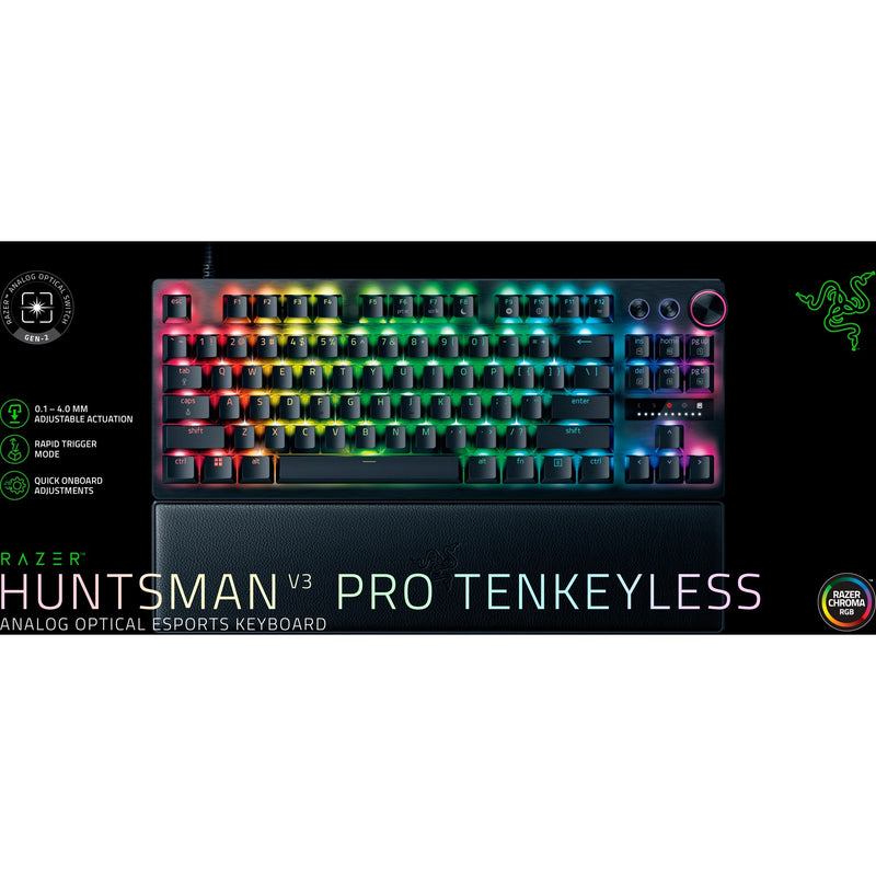 Load image into Gallery viewer, Razer huntsman v3 pro tkl rgb mechanisch gaming toetsenbord (zwart, us lay-out (qwerty), analog optical gen 2, 80% (tkl), double-shot pbt)
