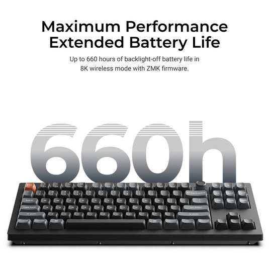 Keychron v3 ultra 8k wireless custom mechanical keyboard (zwart, us lay-out (qwerty), silk pom red, 80% (tkl) , rgb, hot swap, 2.4 ghz | bluetooth 5.3 | usb-c)