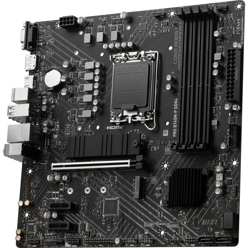 Load image into Gallery viewer, Msi pro b760m-p ddr4 socket 1700 moederbord (zwart, raid, gb-lan, sound, µatx)
