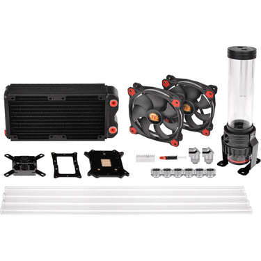Thermaltake pacific gaming rl240 d5 hard tube water cooling kit waterkoeling (zwart rood)
