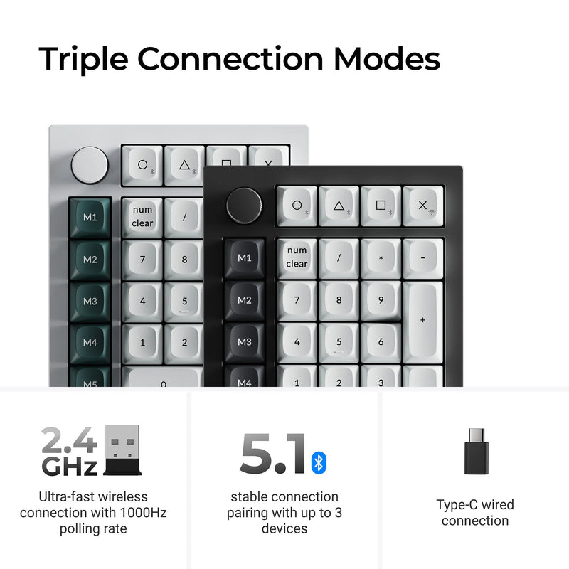 Load image into Gallery viewer, Keychron q0 he qmk wireless custom number pad rgb mechanisch numpad (zwart, us lay-out (qwerty), gateron double-rail magnetic nebula, hot-swap, rgb, double-shot pbt keycaps)
