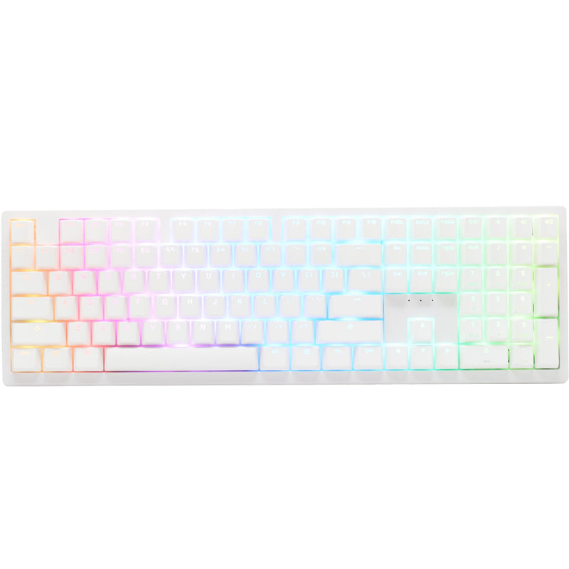 Load image into Gallery viewer, Ducky zero 6108 pure white, gaming toetsenbord (wit, us lay-out, cherry mx2a blue, rgb leds, double-shot pbt, hot swap, 2.4ghz | bluetooth | usb-c)
