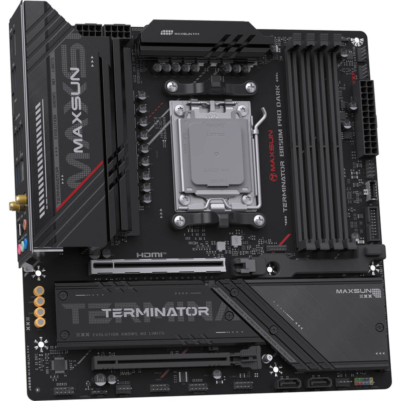 Afbeelding laden in galerijviewer, Maxsun ms-terminator b850m pro dark wifi socket am5 moederbord (zwart, raid, 2.5 gb-lan, wlan, bt, sound, µatx)
