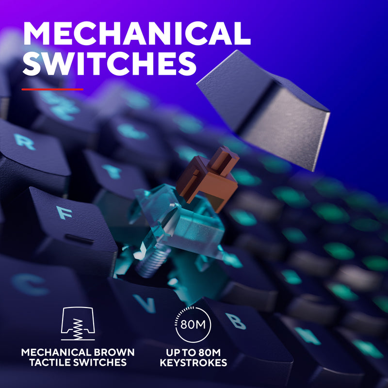 Load image into Gallery viewer, Trust gxt 864 cada compact mechanisch tkl-gamingtoetsenbord (zwart, us lay-out (qwerty), huano brown, rgb)
