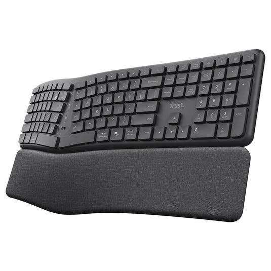 Trust keyra draadloos ergonomisch toetsenbord (zwart, us lay-out, bluetooth 2.4g usb)
