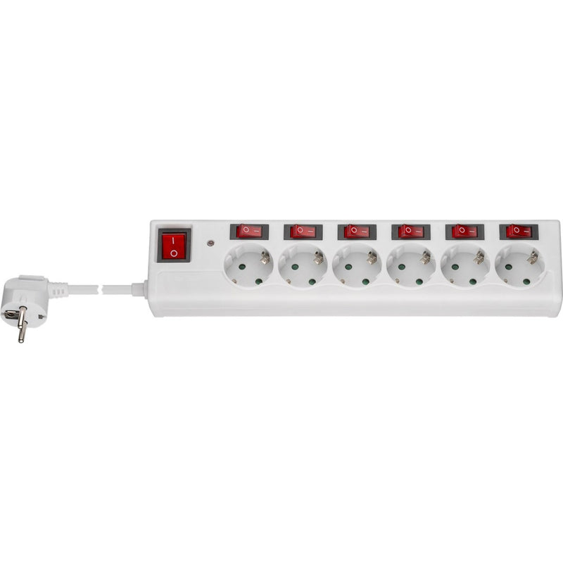 Load image into Gallery viewer, Goobay 6-voudige stekkerdoos met schakelaar stekkerdoos (wit, kabel 1.5 meter)
