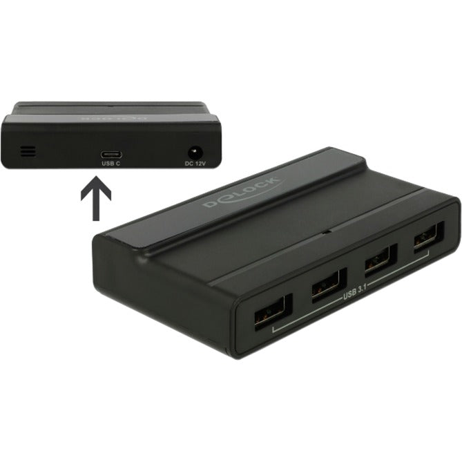 Load image into Gallery viewer, Delock externe usb 3.2 gen 2 4 port hub 10gbps usb-hub (zwart)
