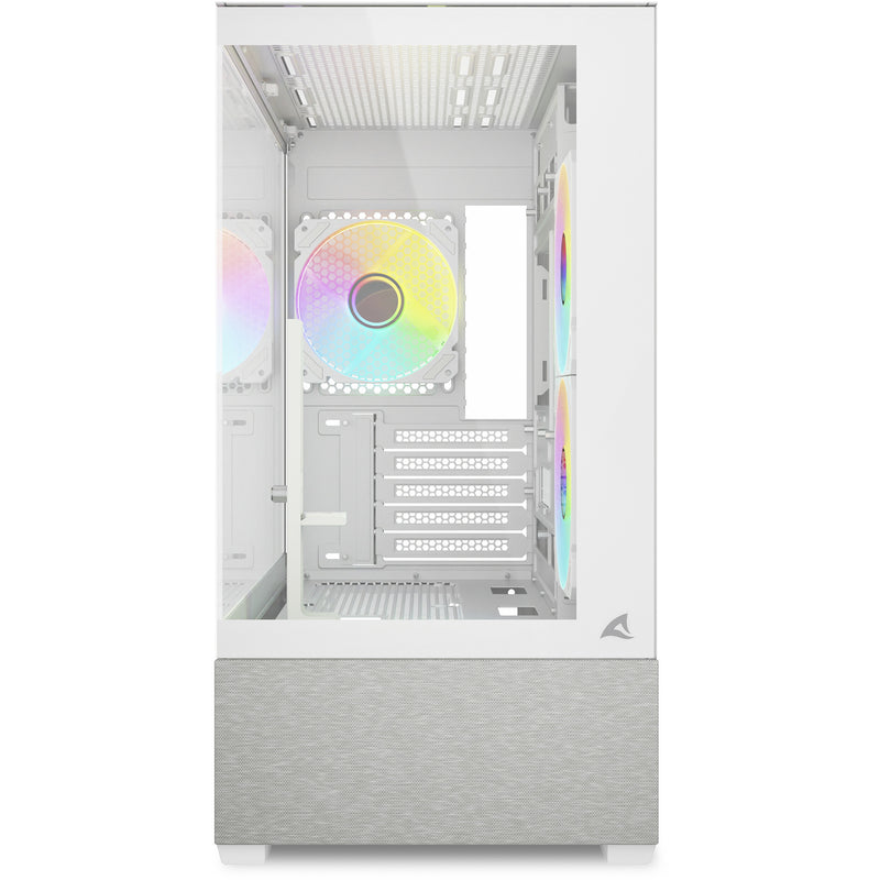 Load image into Gallery viewer, Sharkoon mk7 argb mini tower behuizing (wit | 2x usb-a | 1x usb-c | rgb | tempered glass)
