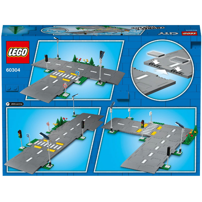 Load image into Gallery viewer, Lego ® city wegplaten 60304 bouwset; bouwbare speelgoedweg; maak de wegplaten vast aan je stad om deze uit te breiden; met lantaarnpalen, stoplichten, verkeersborden, bomen en planten, verkeersdrempels en een zebrapad (112 onderdelen)
